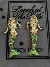 Lunch At The Ritz MYSTICAL MERMAID post Earrings; Excellent & RARE!!