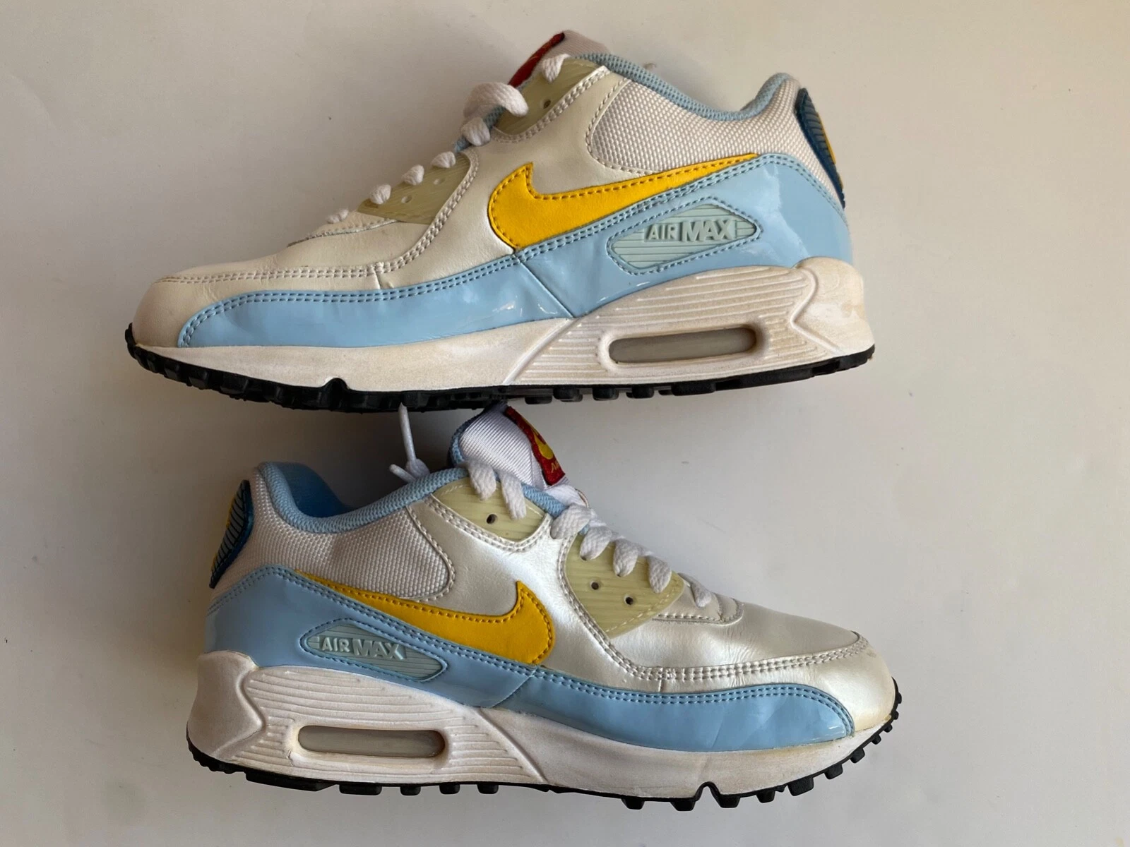 Nike Air Max 90 bambini grandi taglia 5 colore gioventù bianco blu giallo