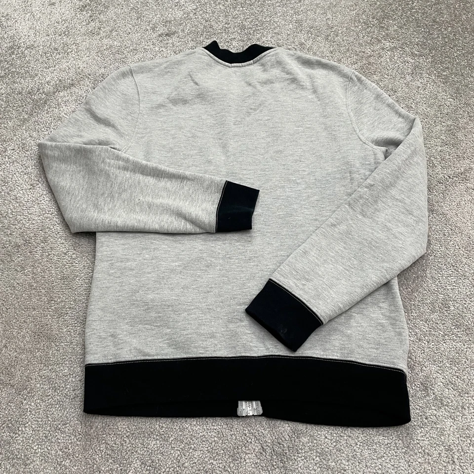 Topman 经典棉质轰炸机夹克男式中号灰色黑色全拉链运动衫 — 第 2/4 张图片