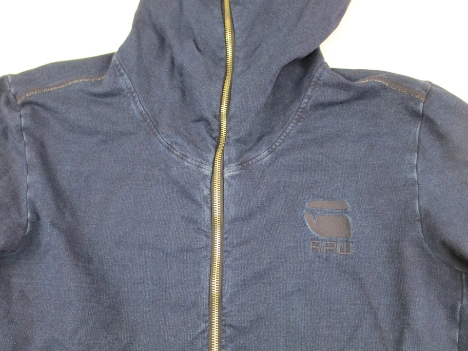 Chaqueta Chaleco G Star Raw Indigo Tunnel Con Capucha Para Hombre Azul Medio Cremallera Sólida Foto 3 de 4