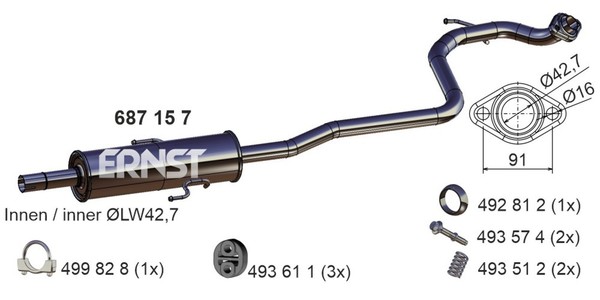 Ernst MittelschalldäMpfer 687157 FüR Toyota Yaris VVT SCP90_ SCP90R NSP90_-image