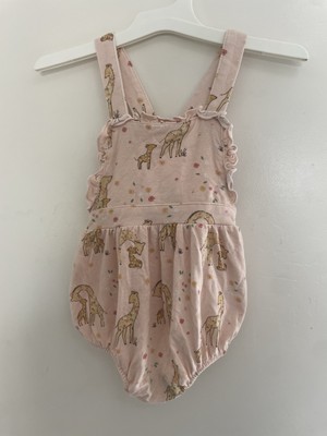 Angel Dear Baby Girls Cute Giraffe Floral Ruffle Sleeveless Bodysuit Pink 6-12M
