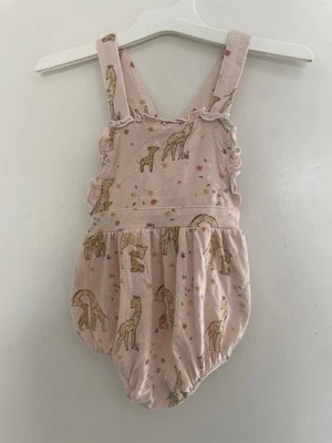 Angel Dear Baby Girls Cute Giraffe Floral Ruffle Sleeveless Bodysuit Pink 6-12M - Image 1 of 4