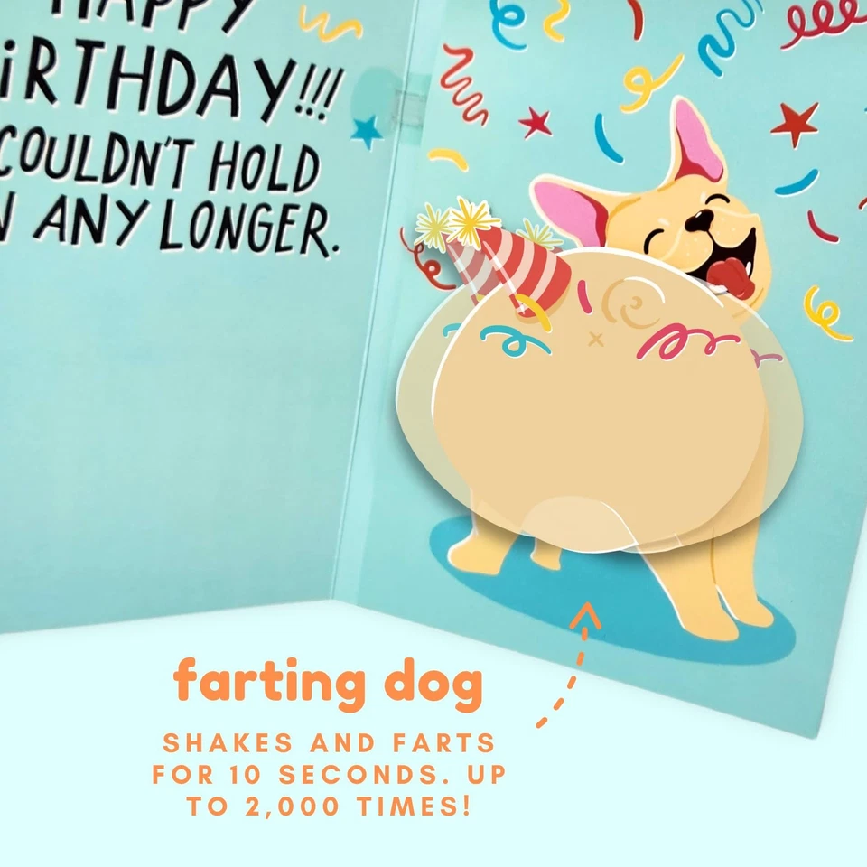 Tarjeta de cumpleaños Farting Dog - Tarjeta de cumpleaños divertida para hombres mujeres niños - Pedos... Foto 4 de 4