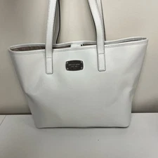 Michael Kors Jet Set Medium Carryall Tote White Leather Shoulder Bag