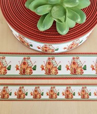 7/8  1.5" 1 YD Gingerbread House Grosgrain Ribbon Christmas Tree Candy Cane