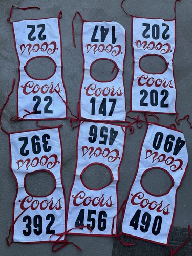 Vintage Coors Banquet Beer Race Bibs Lot Of 6 Racing Cloth Ski 80s 22