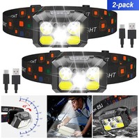 2PACK Usb Led Stirnlampe Kopflampe Wiederaufladbar Scheinwerfer Wasserdicht Akku