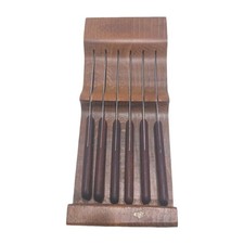 Vtg Forgecraft Wooden Handle Steak Knife Set Of 6 Stainless Made In USA