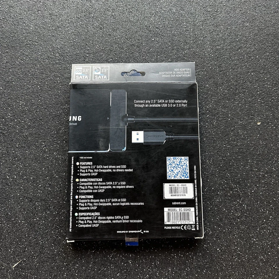 SABRENT SATA to USB Cable - USB 3.0 to 2.5” SATA I/II/III Hard Drive Adapter - Image 2 of 4