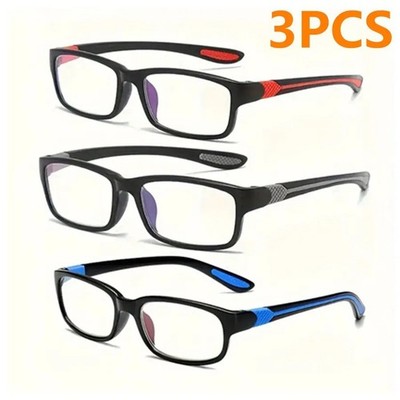 3 Pack Rectangular Spring Hinge Power Reading Reader Glasses For Mens Womens 1-3