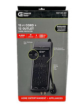 Commercial Electric 15 ft. 12-Outlet Surge Protector Braided Cord   Black