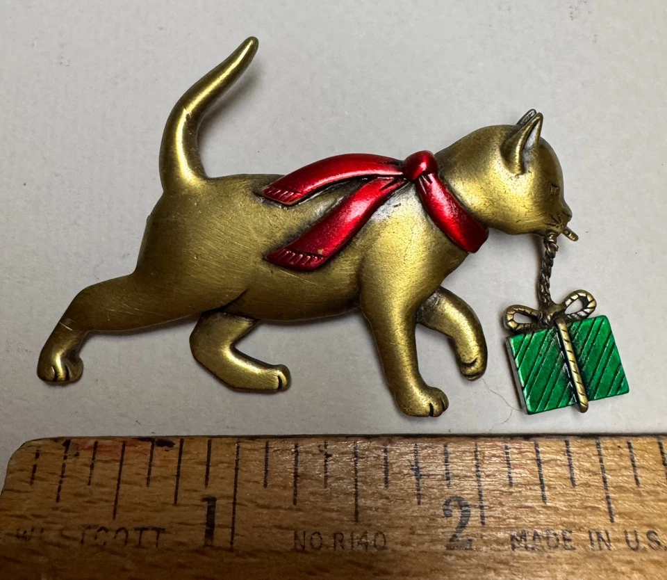 JJ Cat Pins, Lot of 3, Xmas, Mom Cat, Fish Bowl - Image 3 of 4