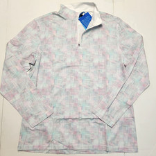 165 New BUGATCHI Quarter Zip 8-WAY STRETCH Sweater 2XL XX-LARGE Blue GEOMETRIC
