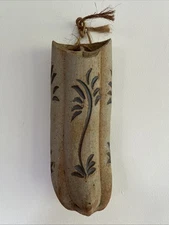 Vintage Studio Pottery Wall Pocket Flower Stoneware Hand Sculpted Signed