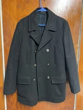 Lauren Ralph Lauren Naval Pea Coat Men’s 36R Black Double Breasted Wool Blend