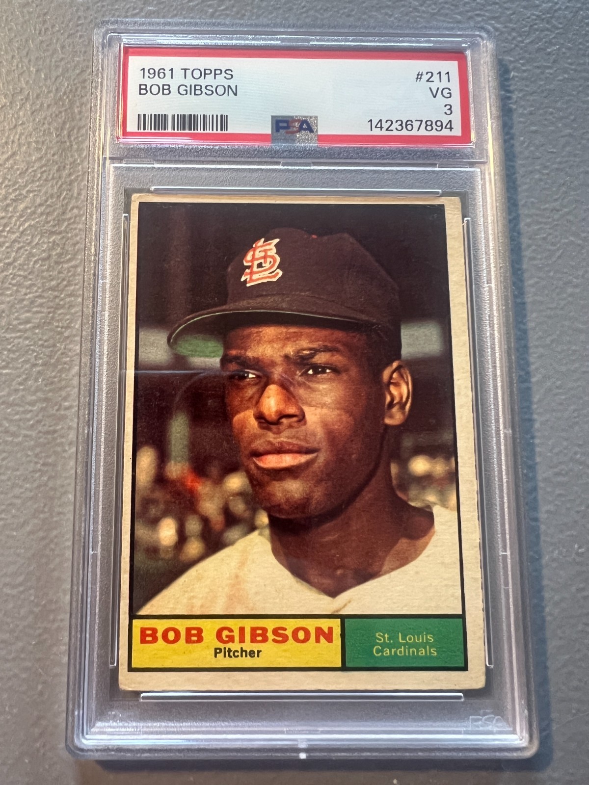 1961 Topps - Bob Gibson ( St. Louis Cardinals ) #211 - PSA 3