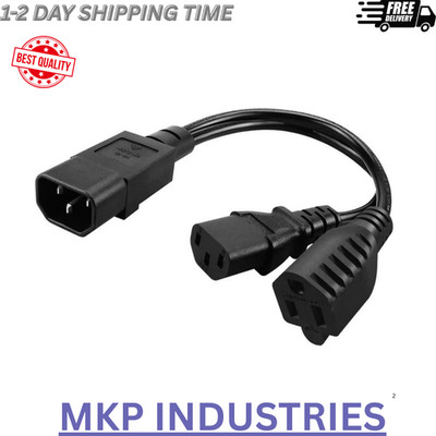 Splitter Power Cord IEC 320 C14 to C13+NEMA 5-15R for Computer... 