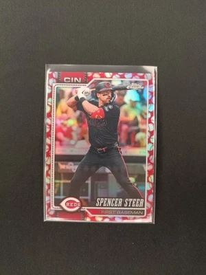 2026 Topps Chrome Baseball Spencer Steer #40 Baseball Seams Reds - Bild 1 von 2