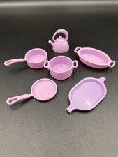 Barbie Vintage 90s Purple Kitchen Accessories Lot Cookware Pots Pans