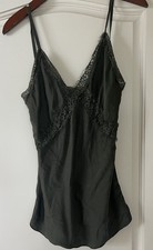 Vintage sage green lace Slip Cami Top made in Italy adjustable straps M