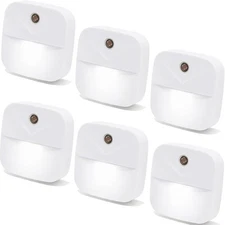 6 Pack LED Night Light Plug In Dusk to Dawn Sensor White Nightlights for Home