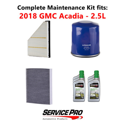 2018 GMC Acadia 2.5L Complete Oil, Air & Cabin Filter Kit (0W-20)