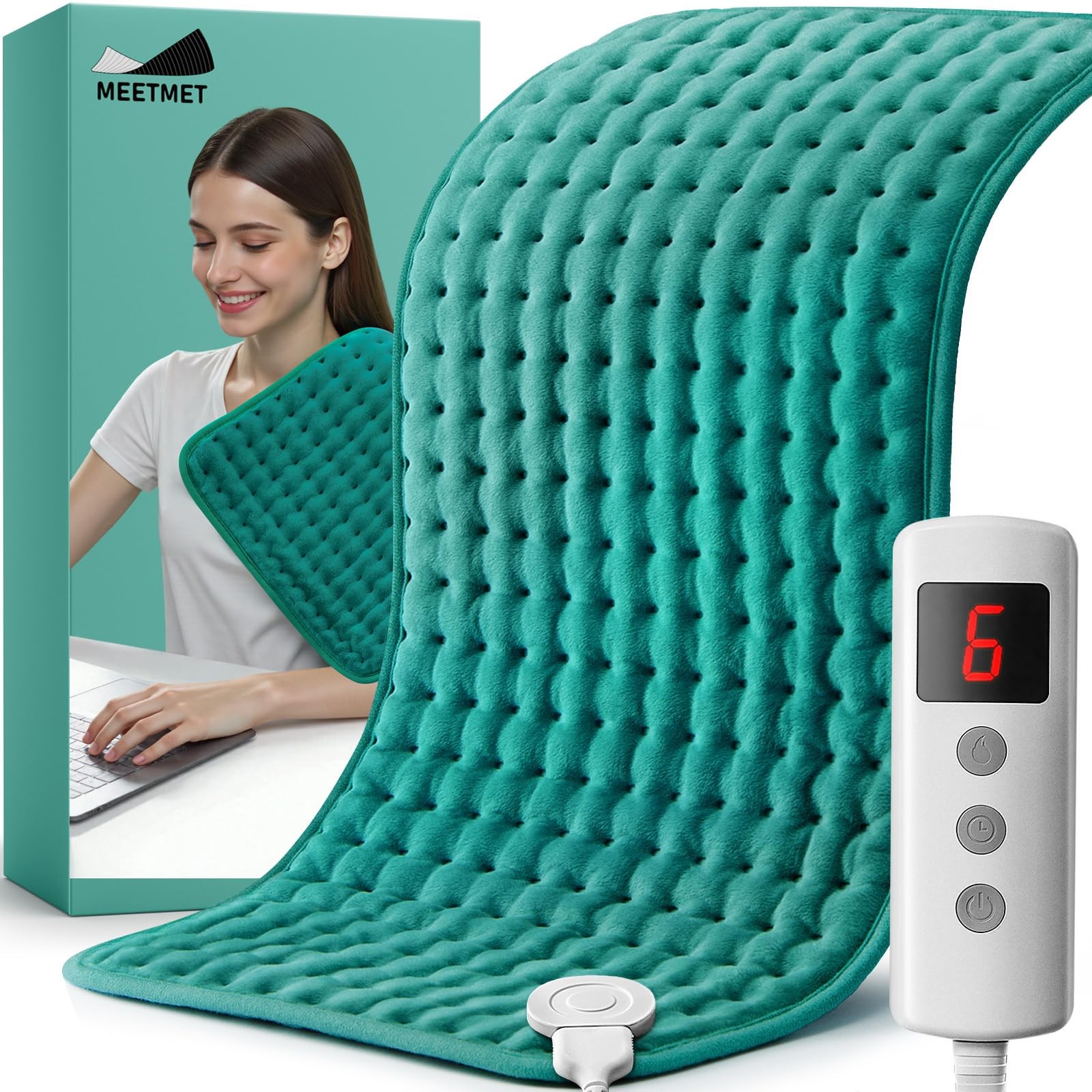 Electric Heating Pad for Back Neck Shoulder Pain Relief – Moist & Dry Heat Therapy