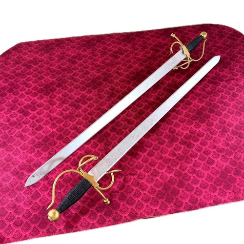 Pair Vintage Toledo Spain Rapier Swords 39" Matched Set Decorative Wall Hangers