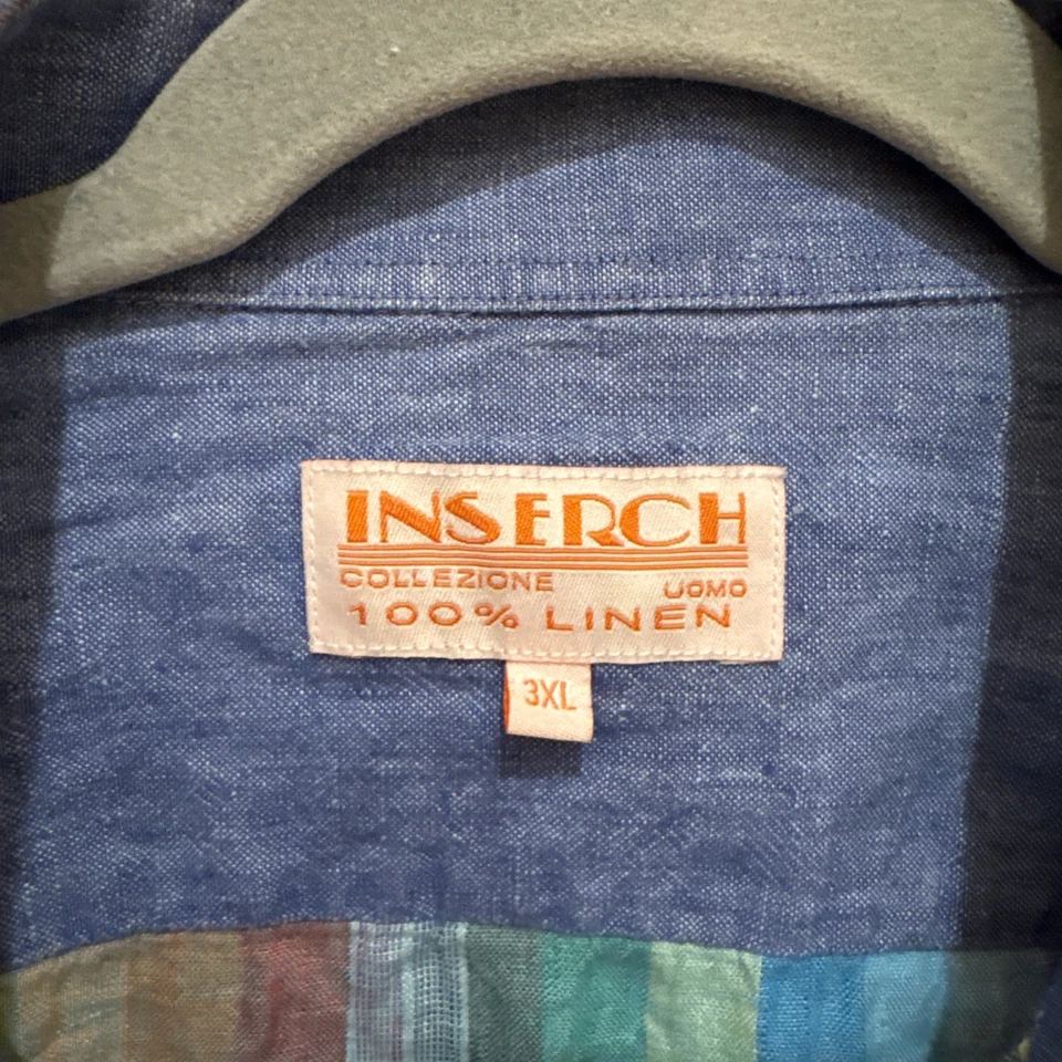 Inserch Collezione Shirt 3XL Multicolor 100% Linen Button Up Short Sleeve Mens - Image 2 of 4