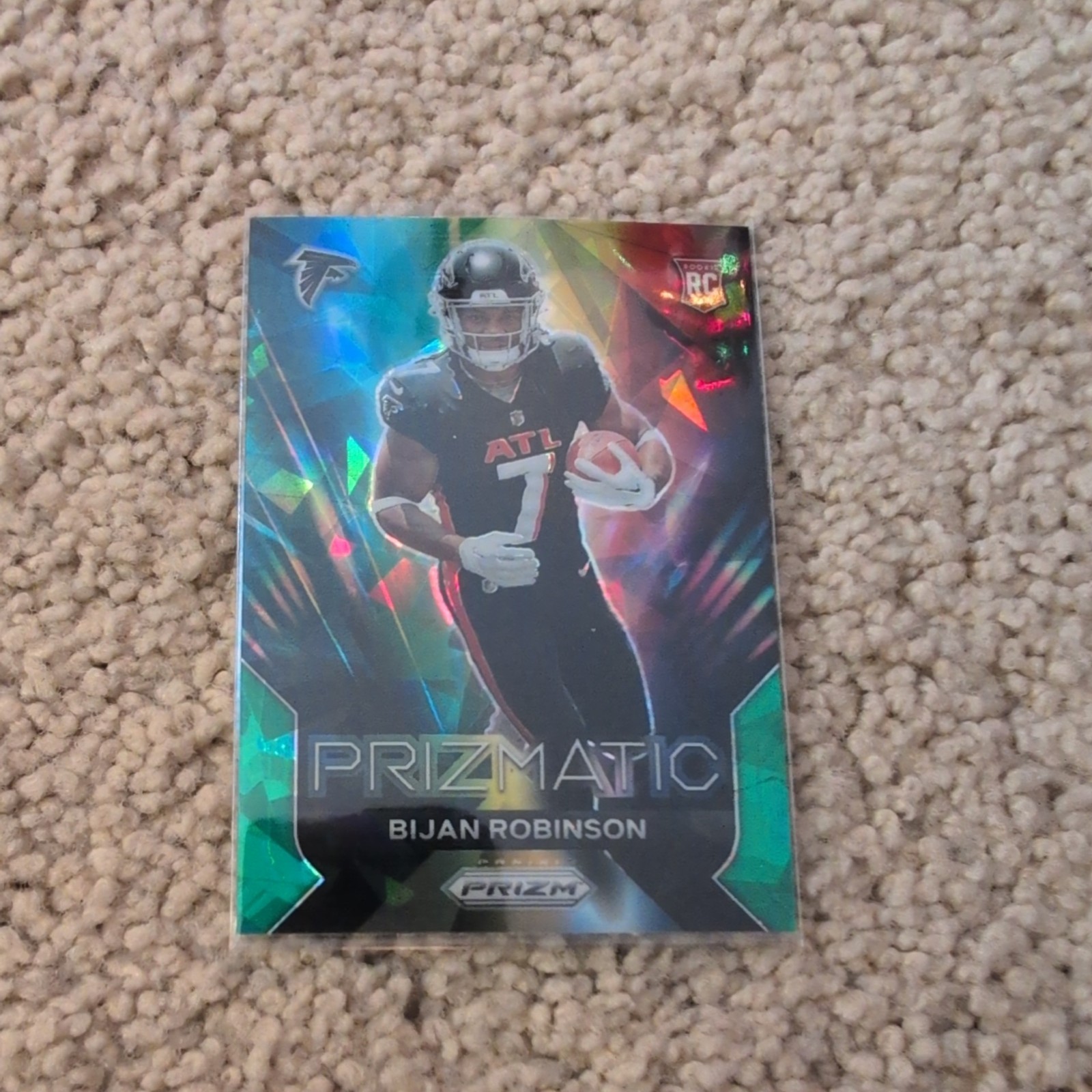Bijan Robinson 2023 Panini Prizm Prizmatic Rookie RC GREEN CRACKED ICE #19 🔥