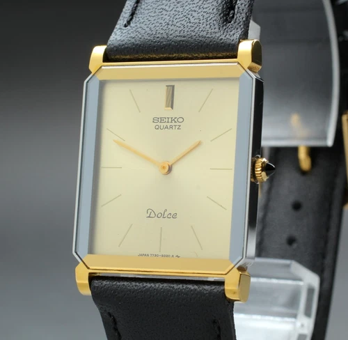 [Near MINT++]  Vintage Seiko Dolce 7730-5020 25mm Gold Dial Quartz Men's Watch