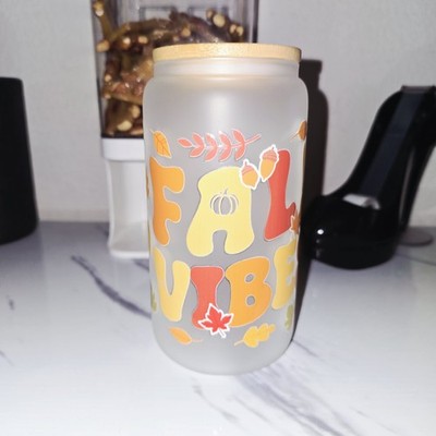 16 oz Glass Cup Fall Season