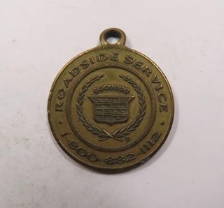 USA Vintage Cadillac Roadside Service Medallion Key Chain Fob Lansing Michigan