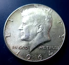 1964 Kennedy Half Dollar - About Uncirculated, Bright Coin - 90% Silver
