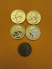 4 1964 90% Silver Uncirculated Washington Quarters  Free 1937 Buffalo Nickel