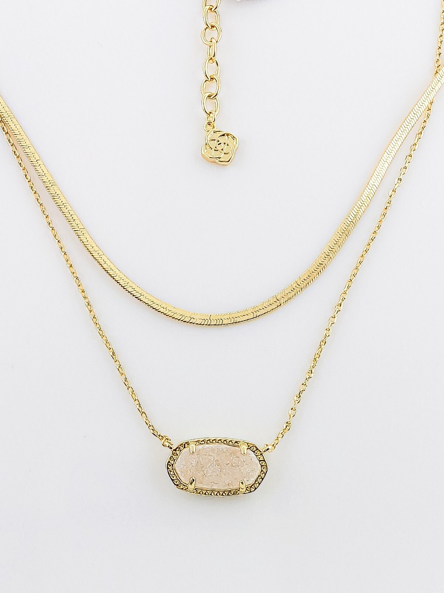 [Golden dew] 韓国ジュエリー☆18K☆Wisteria 3 Necklace New KENDRA SCOTT Womens Iridescent Drusy Elisa Herringbone