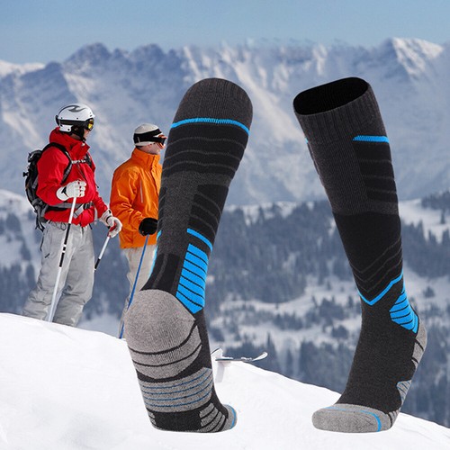 Winter Thermal Ski Socks High Tube Stockings Hiking Socks for Men (Sky Blue L) - Picture 6 of 9