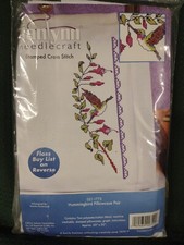Janlynn Stamped Cross Stitch Pillowcase Pair 20"X30"-Hummingbird, 21-1773 New
