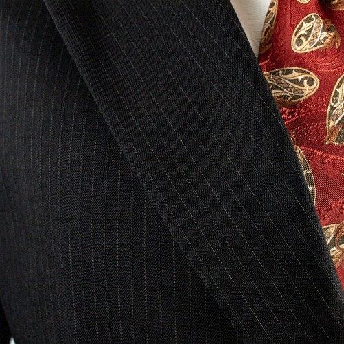 HUGO BOSS New Black Gray Striped Wool 2 Buttons Men Suit Size 40 S 36"W x 30"L - Picture 5 of 12