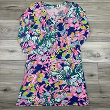 Lilly Pulitzer Amberly Swing Iris Blue Casa Azul T-Shirt Shift Swing Dress Sz M