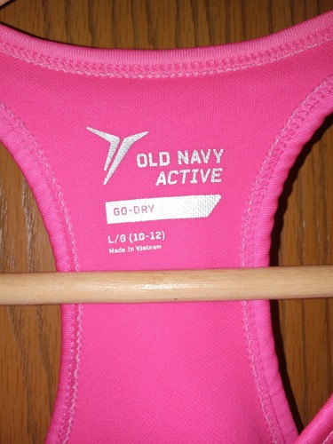 Old Navy Active Go Dry Tank Top With Built In Bra Youth Large 10-12 Pink And... - Picture 2 of 5