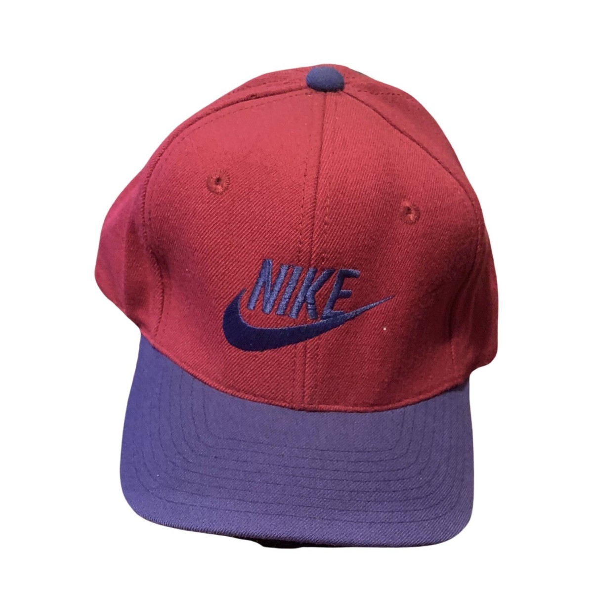Nike Snapback VTG Blue Maroon Wool Hat Cap Embroidered RARE