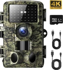Trail Camera 36MP 4k Hunting Wildlife Cam Motion Activated 3 PIR Night Vision