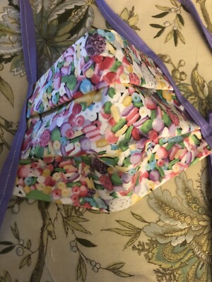 Cotton Face Covering/Face Mask  Candy Design With Purple Ties