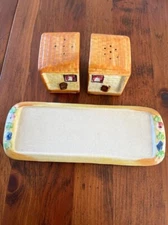 Vintage Maruhon Ware Occupied Japan Butter Dish unbranded Salt & Pepper Shaker *