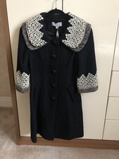 Designer Charming London Black Smart Wool Coat Size 6
