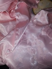 Vtg Satin Shiny Light Pink Nightie Cami Top PJ Lounge Long Slv Sleep Shirt Set L