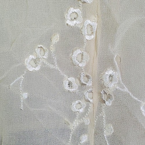 Vtg 90s Allison Taylor Womens Blouse Top Sz Medium Beige Silk Sheer Embroidered - Picture 7 of 14