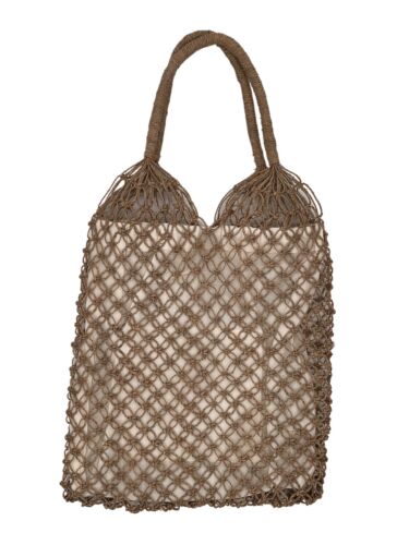 Vintage Macrame String Tote Bag Fully Lined 70’s Boho Hippie Shopper - Picture 6 of 9